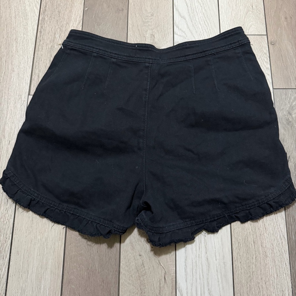 Anthropologie Black High Waist Ruffle Shorts - Picture 4 of 7